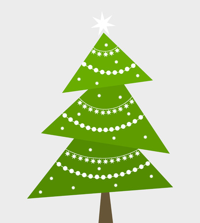 Christmas tree with white ornaments. Vector illustrationのイラスト素材