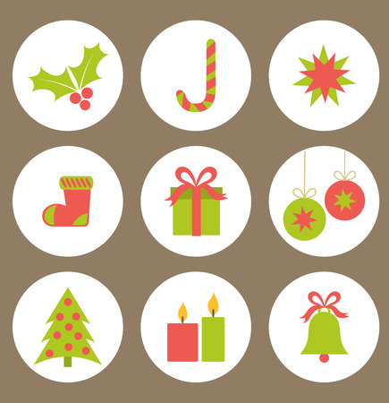 Set of flat Christmas icons. Vector illustrationのイラスト素材