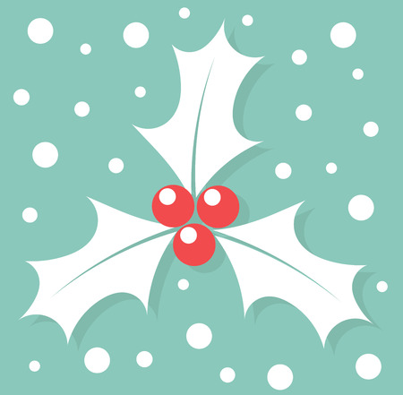 White Christmas symbol holly berry. Vector illustrationのイラスト素材