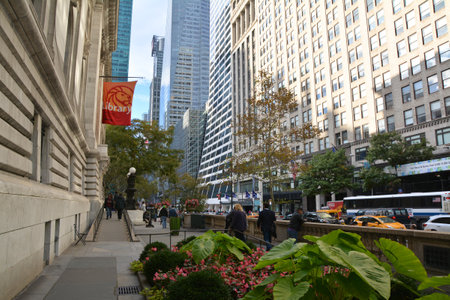 NEW YORK CITY, USA - OCTOBER 24, 2014: The main branch of New York Public Library in Manhattan, view...