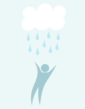 Man under raining cloud. Vector illustrationのイラスト素材