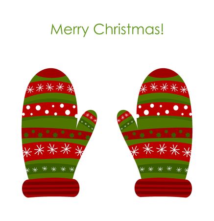 Warm Christmas  gloves. Vector illustrationのイラスト素材
