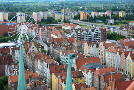 Rooftop view of Gdansk city in Poland