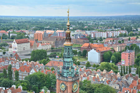 Rooftop view of Gdansk city in Poland
