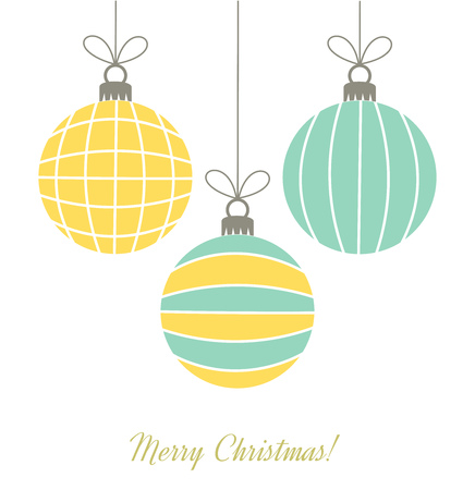 Christmas retro hanging bauble ornaments. Vector illustrationのイラスト素材