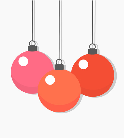 Christmas baubles hanging ornaments. Vector illustrationのイラスト素材