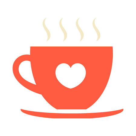 Red coffee cup with heart. Vector illustrationのイラスト素材
