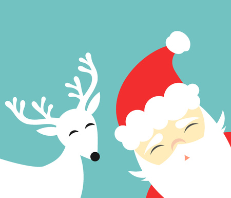 Reindeer and Santa Claus fun background illustrationのイラスト素材