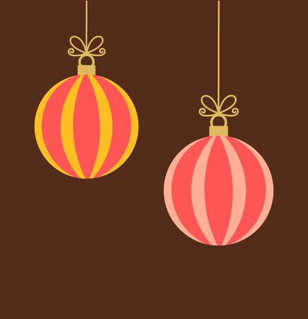 Christmas striped baubles ornaments illustrationのイラスト素材