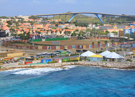 WILLEMSTAD, CURACAO - FEBRUARY 11, 2014: Willemstad port in Curacao island, Netherland Antillesのeditorial素材