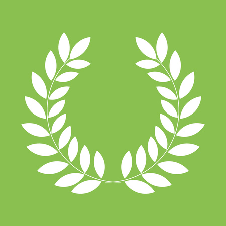 White laurel leaf wreath on green background. Vector illustrationのイラスト素材