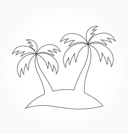 Palm trees outline shape. Vector illustrationのイラスト素材