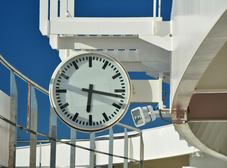 The clock on cruise ship deck