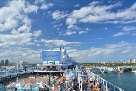 FORT LAUDERDALE, USA - MARCH 20, 2017 : Royal Princess ship sails away from Port Everglades in Fort...