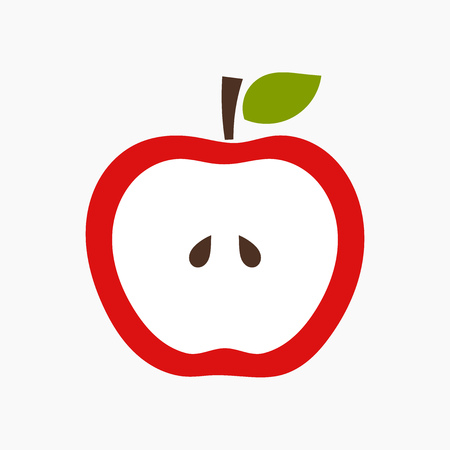 Half of red apple, seeds inside. Vector illustrationのイラスト素材