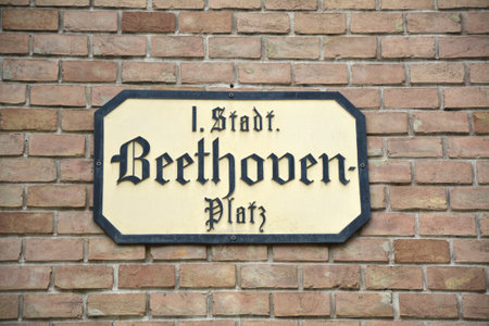 VIENNA, AUSTRIA - MAY 02, 2016 : Beethoven Platz plate in Vienna, Austriaのeditorial素材