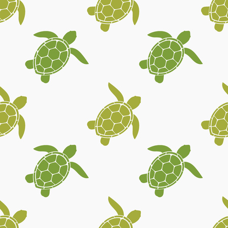 Green sea turtles seamless pattern. Vector illustrationのイラスト素材
