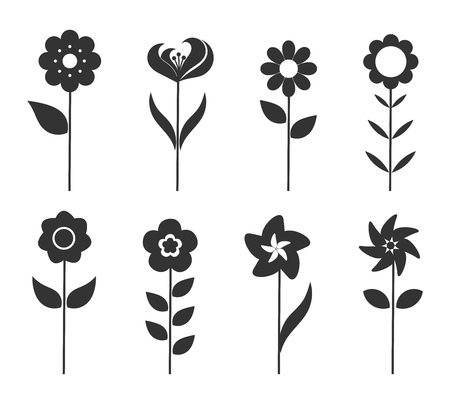 Flower icons set. Vector illustrationのイラスト素材