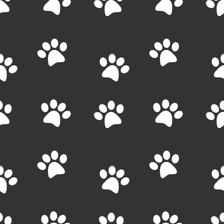 White cat paw footprints on black backgroundのイラスト素材