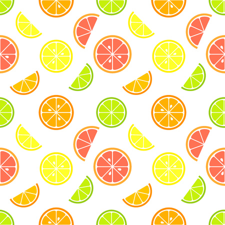 Citrus fruit slices seamless pattern. Vector illustrationのイラスト素材