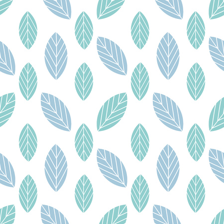 Blue leaves seamless pattern. Vector illustration