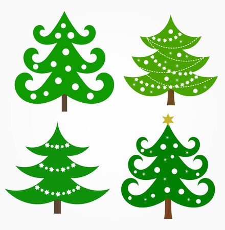 Christmas tree set illustrationのイラスト素材