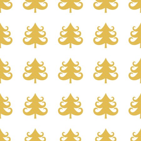 Christmas trees gold pattern vector illustration.のイラスト素材