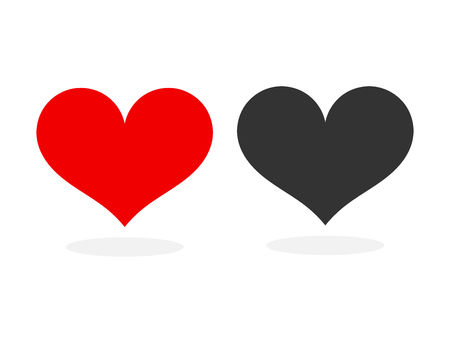 Red and black hearts icons. Vector illustrationのイラスト素材