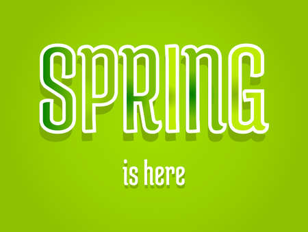 Spring is here, Green word banner illustrationのイラスト素材