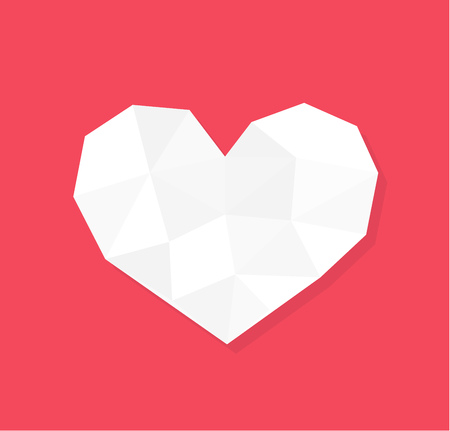 White paper origami style heart. Vector illustrationのイラスト素材