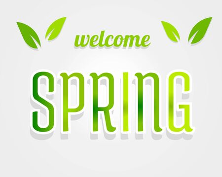 Welcome spring green letters. Vector illustrationのイラスト素材