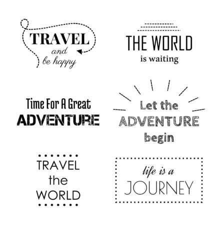Travel and adventure motivational quotes for design. Vector illustrationのイラスト素材