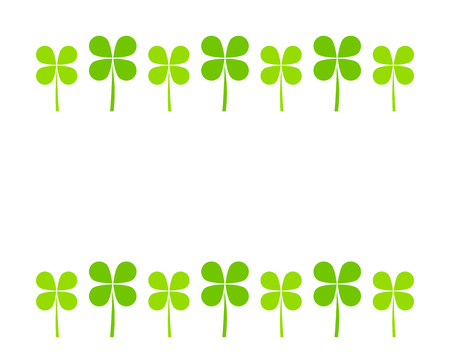 Border of green clover leaves on white background. Flat design illustration isolated on plain background.のイラスト素材