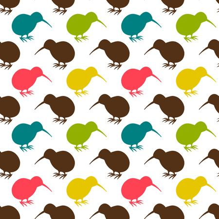 Kiwi birds colorful seamless pattern Vector illustrationのイラスト素材