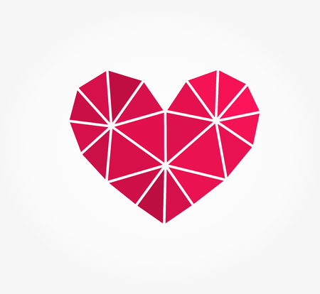Pink geometric heart shape icon. Vector illustrationのイラスト素材