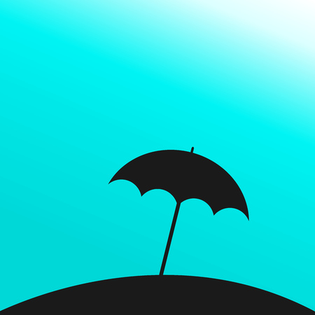 Sun umbrella on the beach. Summer time background illustrationのイラスト素材