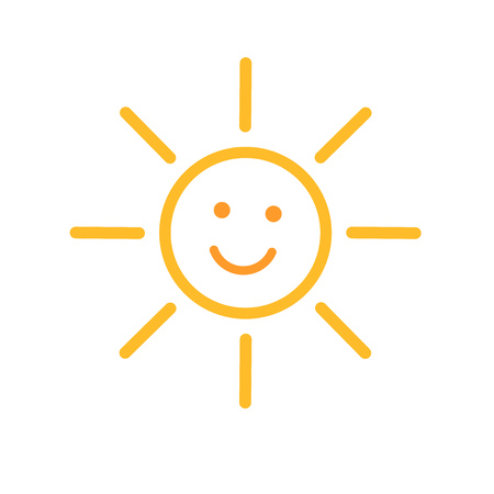 Smiling sun icon. Vector illustrationのイラスト素材