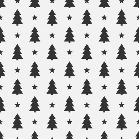 Christmas trees black seamless pattern. Vector illustration.のイラスト素材