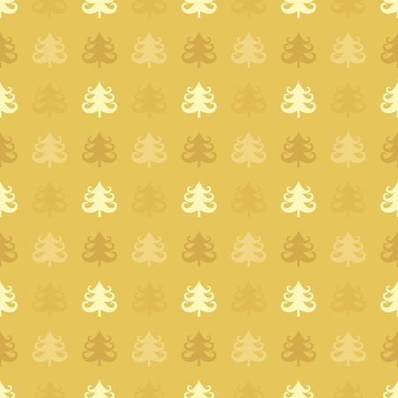 Christmas trees golden seamless pattern. Vector illustration.のイラスト素材