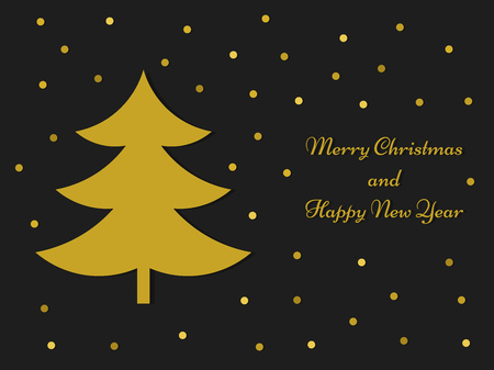 Golden Christmas tree card. Vector illustration.のイラスト素材