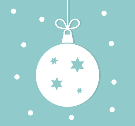 Christmas hanging blue bauble with stars ornament. Holidays background.のイラスト素材