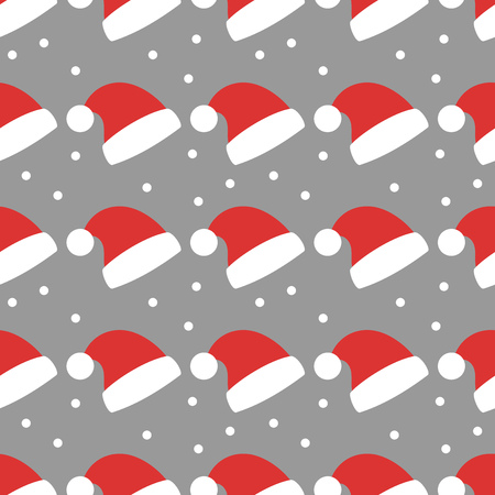 Santa Claus hats wrapping paper design. Christmas illustration pattern.のイラスト素材