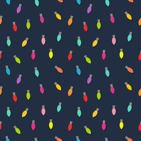Christmas lights bulbs colorful seamless pattern. Vector illustration.のイラスト素材