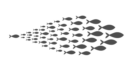 Shoal of fish. Vector illustration.のイラスト素材