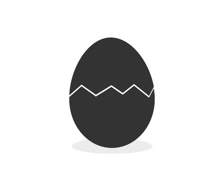 Black cracking egg icon isolated on white background. Vector illustration.のイラスト素材