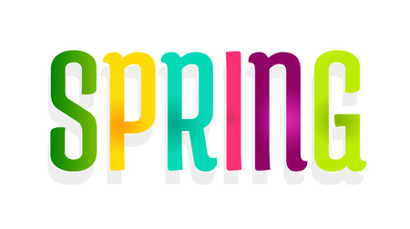 Spring. Colorful word banner vector illustration.のイラスト素材