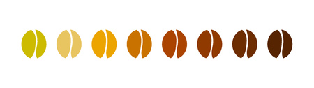 Coffee bean icons collection. Roast level gradient. Vector illustration.のイラスト素材