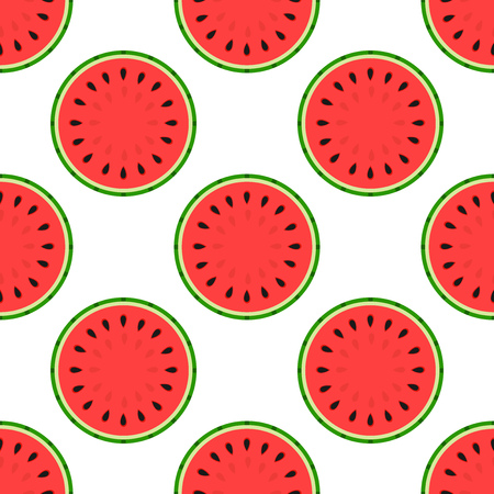 Watermelon slices seamless pattern. Vector illustration.のイラスト素材