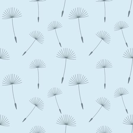 Dandelion seeds seamless blue pattern. Vector illustration.のイラスト素材