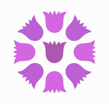 Purple bellflowers circle. Vector illustration.のイラスト素材